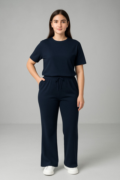 YAKAMEL Set de îmbrăcăminte pentru femei, cu pantaloni evazați, fără imprimeu...