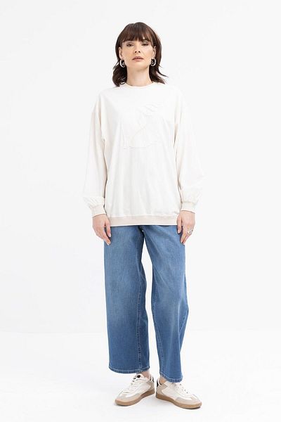 ALLDAY Stone-Front Embroidery Detailed Sweat