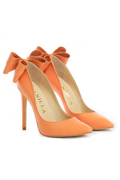Vanilla Days Cleopatra thin heel stiletto shoes, natural leather, orange