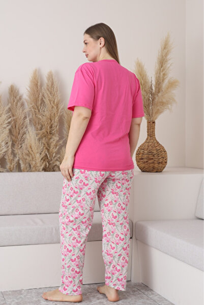 Farya Home X-Dreamy Plus Size Cotton Button Collar Short Sleeve Combed Cotton Pajamas Set