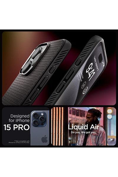 Spigen Spigen Liquid Air Designed for iPhone 15 Pro Case Cover (2023) - Matte Black