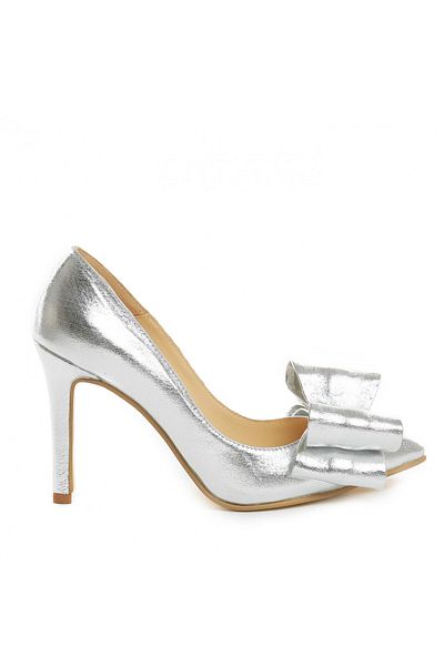 Vanilla Days Pantofi Stiletto cu toc subtire Sophie, piele naturala, argintii