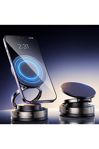 Dexmon 360° Dönebilen Katlanır Vakumlu Magsafe Mıknatıslı Araç Içi Telefon Tu...