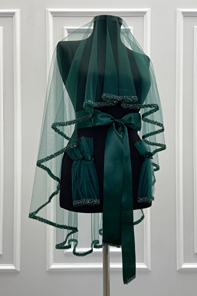 ZEYMERADE طقم ستارة العروس الخضراء مع خرز زجاجي ولؤلؤ، طقم ستارة ليلة الهينا ...