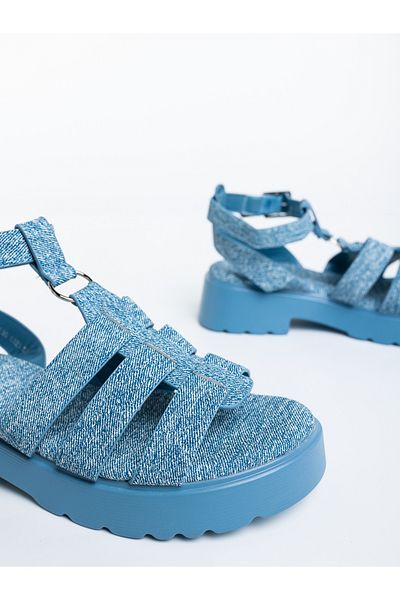 Kalapod Women's blue sandals made of ecological leather Lecava