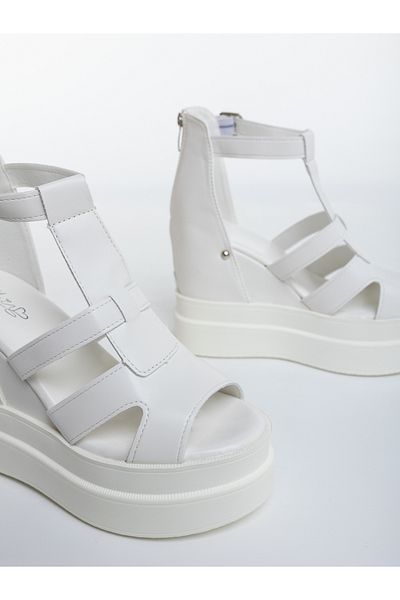 Kalapod Women's white platform sandals made of eco-leather Kavaria