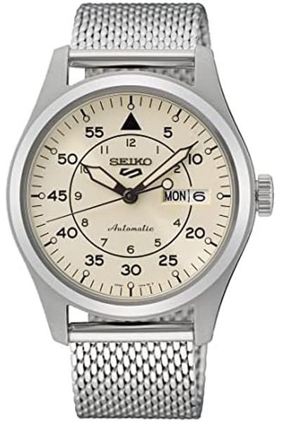 Seiko 5 Sports Military Flieger Automatic Cream Dial Stainless Steel Bracelet Men's Watch SRPH21K1