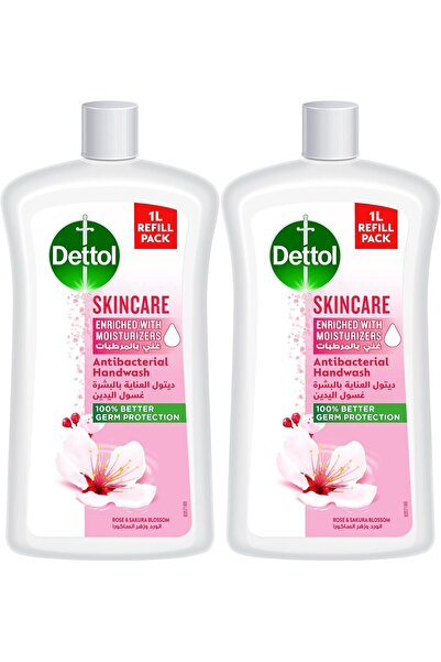 Dettol Skincare Liquid Handwash Refill, Rose & Sakura Blossom Scent, 1L x 2
