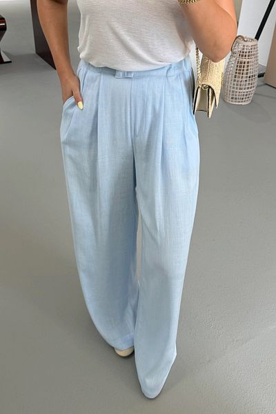 Suzi Linen Mixed Trousers with Elastic Waist 4S169