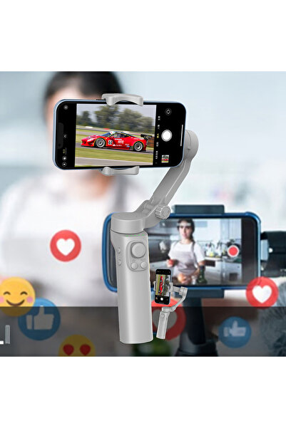 Go-Des Go Des GD-F5 3 Eksenli El Tipi Yüz Tanıma Takip Özellikli Gimbal Stabilizatör Gri