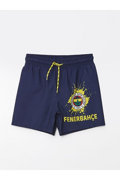 LC Waikiki Fenerbahçe Printed Boys' Swim Shorts with Elastic Waist