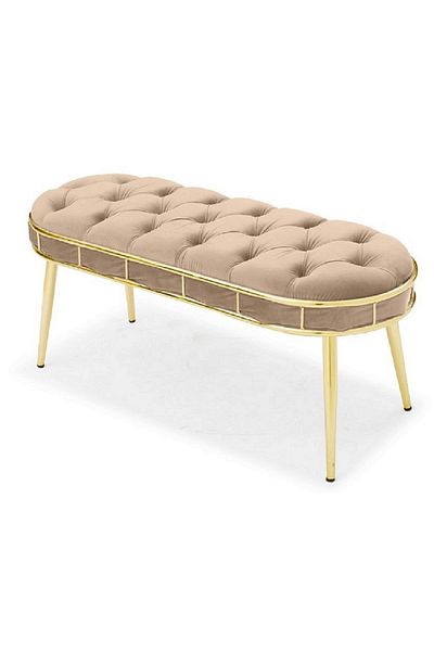 Casafun New Master bench, velvet fabric, gold metal legs, 105 cm x 45 cm x 45 cm