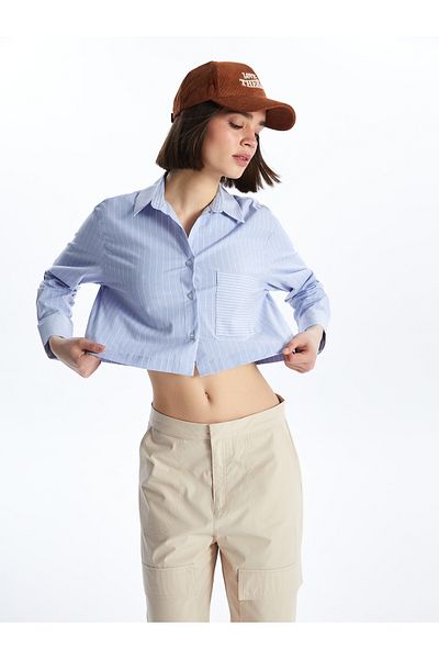 LC Waikiki Cămașă de damă din poplin oversize cu dungi