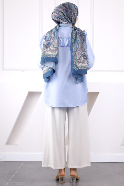 İmajButik Πουκάμισο με μπλε γιακά με λεπτομέρειες