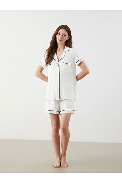 LC Waikiki Damen-Pyjama-Set mit Hemdkragen und Shorts