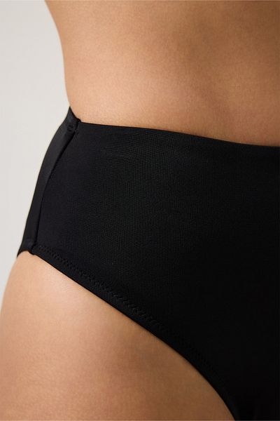Los Ojos Black High Waist Bikini Bottom Sporty Bottom