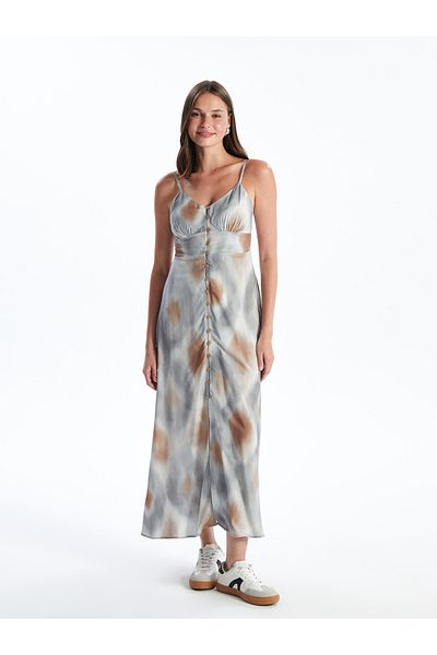 LC Waikiki Heart Collar Tie Dye Patterned Women's Dress