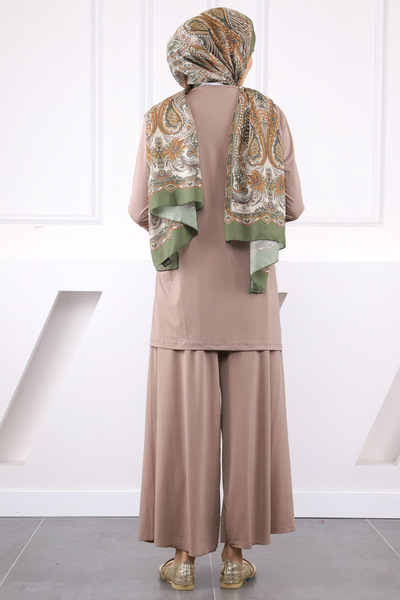 İmajButik Σετ παντελονιού με λεπτομέρεια μπροστινού βιζόν Sandy