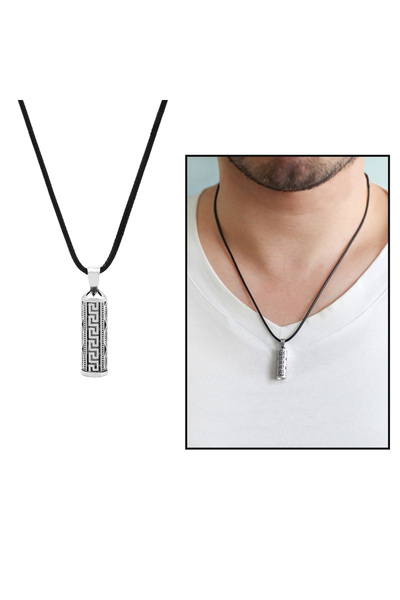 Tesbihane Tarz Tasarım İp Zincirli 925 Ayar Gümüş Erkek Cevşen Kolye