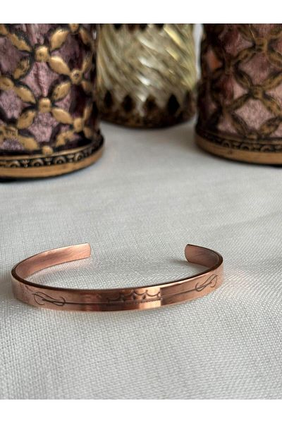 Kehribar Sarayı Pure Raw 100% Copper Crown Pattern Bracelet