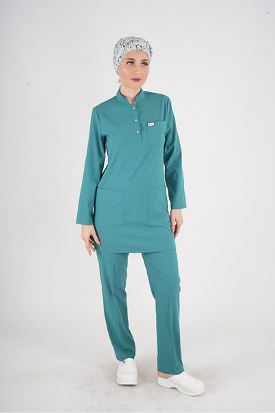 Nur Medikal Giyim Culoarea verde chirurgicală Sakura Model Hijab Doctor Asistentă Scrubs Uniforme Team