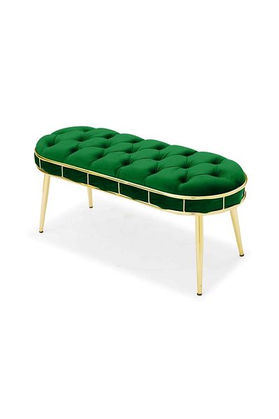 Casafun New Master bench, velvet fabric, gold metal legs, 105 cm x 45 cm x 45 cm