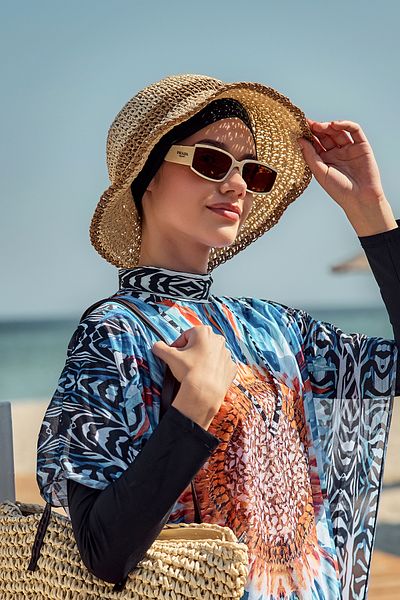 Remsa Mayo Two Color Stripe Hand Knitted Straw Hat Beach Hat Rş-102 Beige Camel 2099