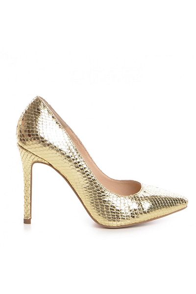 Vanilla Days Pantofi Stiletto cu toc Corina imprimeu sarpe, aurii