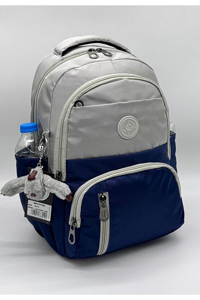 LaddyCo First School Bag Set of 3 Unisex Children's Primary School Bag Ldc-8010 Gray-Navy Blue