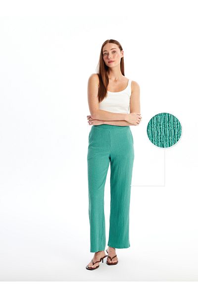 LC Waikiki Straight Wide Leg Women's Trousers with Elastic Waist