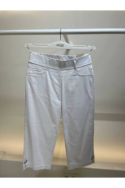EXİTLİNE Women's White Stone Capri Shorts