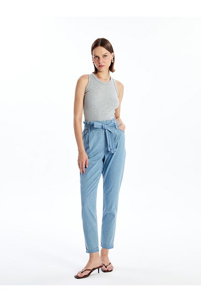 LC Waikiki Elastic Waist Paperbag Women's Jean Trousers