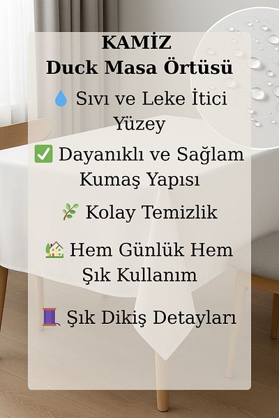 KAMİZ Duck Fabric Table Cloth - Water and Stain Repellent |   Durable, Modern Design