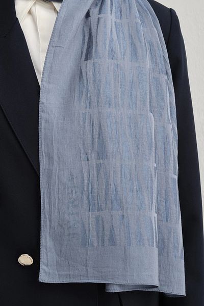 Armine Lyocell Silk Shawl 1002-3 Striped Pattern Metallic Blue-1113-30