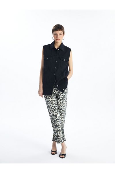LC Waikiki Straight Fit Leopard Patterned Women's Jean Trousers