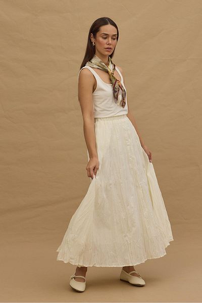 Fahhar Pleated Crash Skirt White