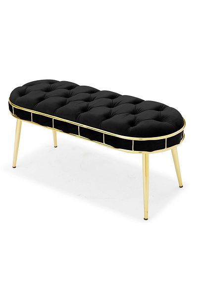 Casafun New Master bench, velvet fabric, gold metal legs, 105 cm x 45 cm x 45 cm