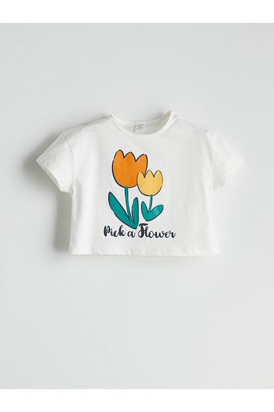 LC Waikiki Crew Neck Floral Girls' T-Shirts and Leggings 2-Piece