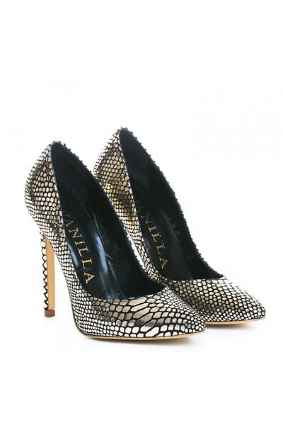 Vanilla Days Pantofi Stiletto cu toc Eva Snake Print Gold