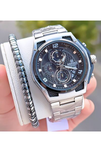 Naviforce Men's Wristwatch Steel 3 Atm Waterproof 2 Years Warranty Wristband Is a Gift