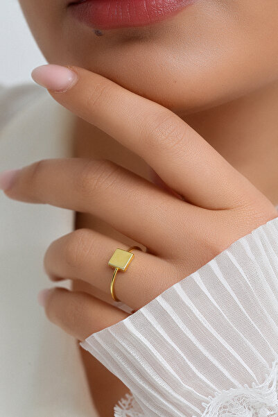 Altınkesesi 8 Ayar Altın Unisex Günlük Kare Yüzük