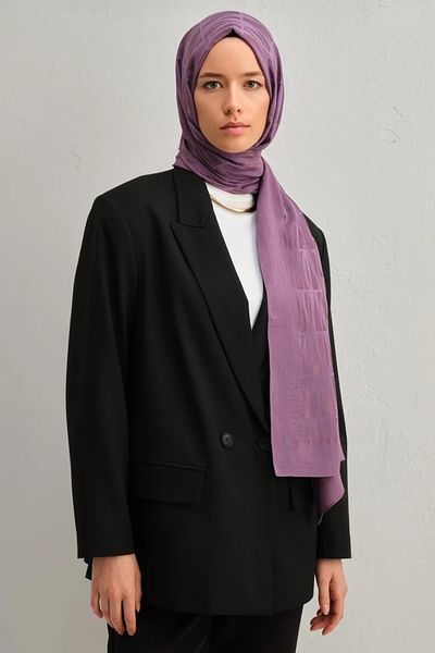 Armine Lyocell Silk Shawl 1002-3 Striped Pattern Dark Lilac-1113-28