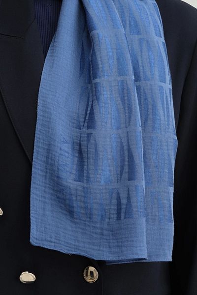 Armine Lyocell Silk Shawl 1002-3 Striped Pattern Indigo-1113-16