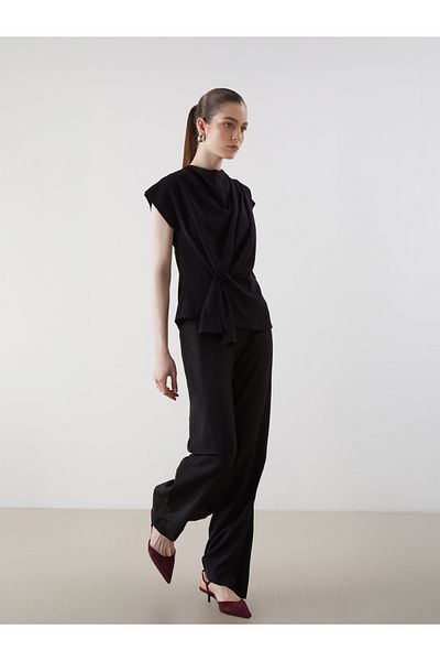 LC Waikiki Pantaloni de damă cu talie elastică cu picioare largi