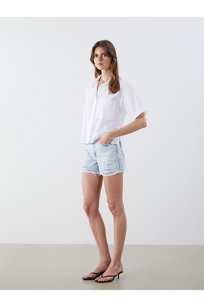 LC Waikiki Koszula damska Crop Linen Blend