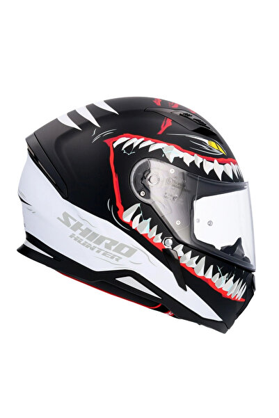 Shiro SHİRO FF HUNTER SHARKS GRAFİK SİYAH FULL FACE KASK