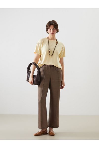 LC Waikiki Elastic Waist Linen Women's Trousers