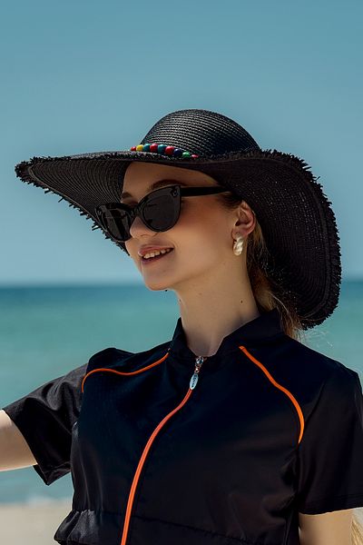 Remsa Mayo Colorful Bead Detailed Straw Beach Hat Rş-2087 Black