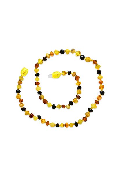 Tesbihane Multi-Colored Natural Form Natural Drop Amber Stone Baby Teeth Necklace