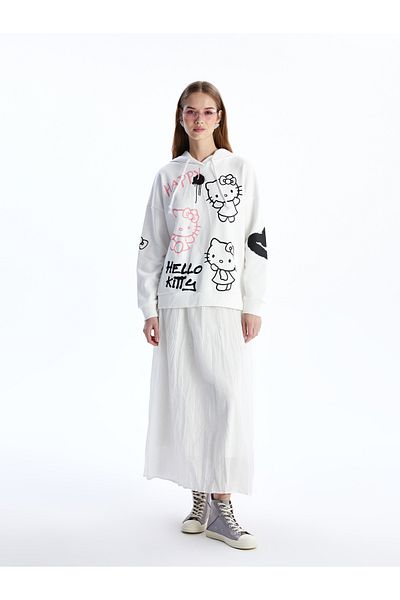 LC Waikiki Hello Kitty Printed Oversize Women's Hoodie